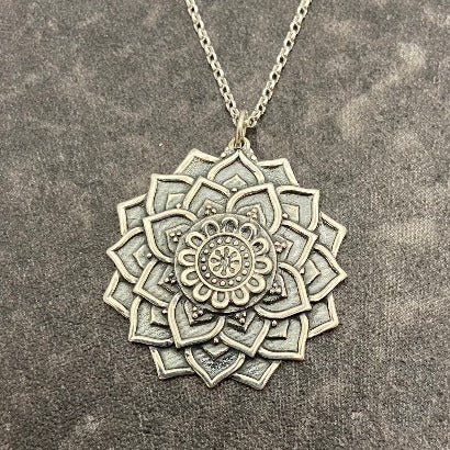 Silver or Gold Lotus Mandala Necklace