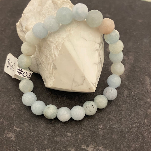 Faceted Aquamarine Crystal Stretch Bracelet