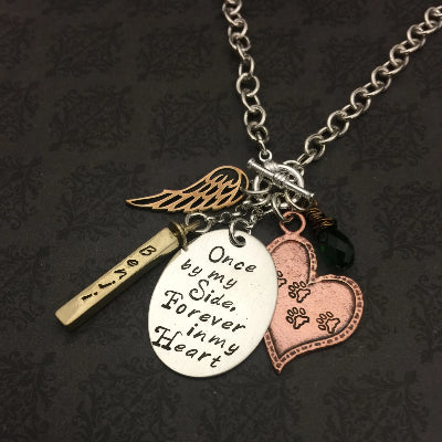 Once By My Side Pet Memorial Hand Stamped Necklace