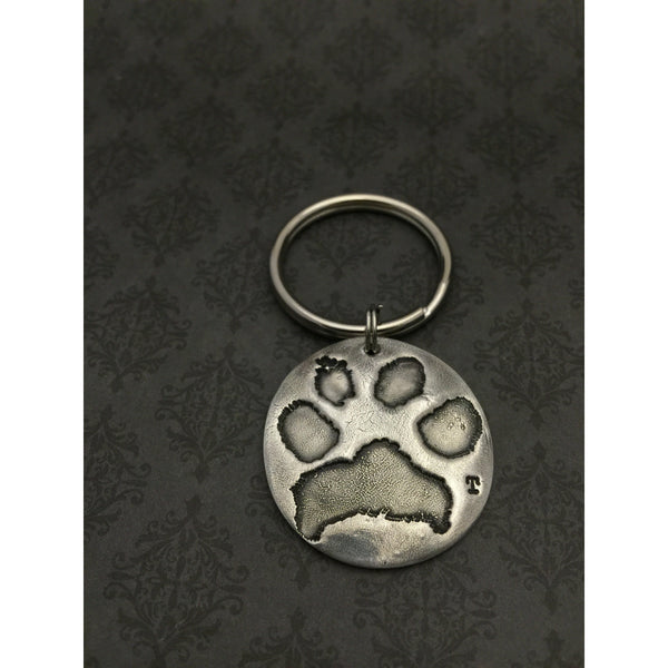 Large Round Pet Paw Print or Nose Print Keychain