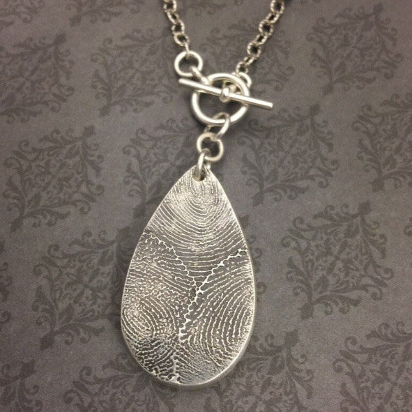 Sterling Silver Fingerprint Jewellery Keepsake Teardrop Fingerprint