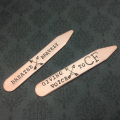 BREATHE BRAVELY- Hand Stamped Collar Stays - Benefit Cystic Fibrosis