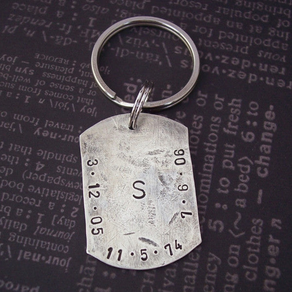 Hand Stamped Dog Tag Keychain