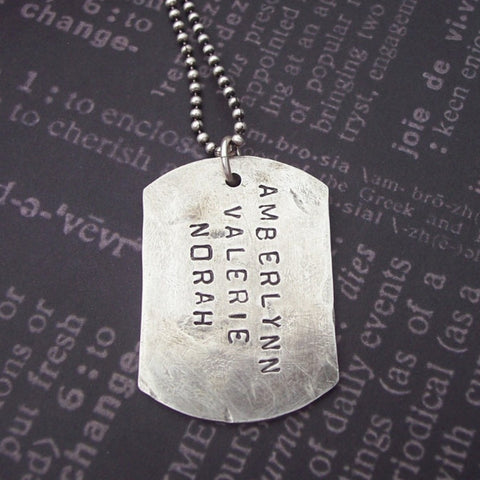 Hand Stamped Dog Tag Necklace