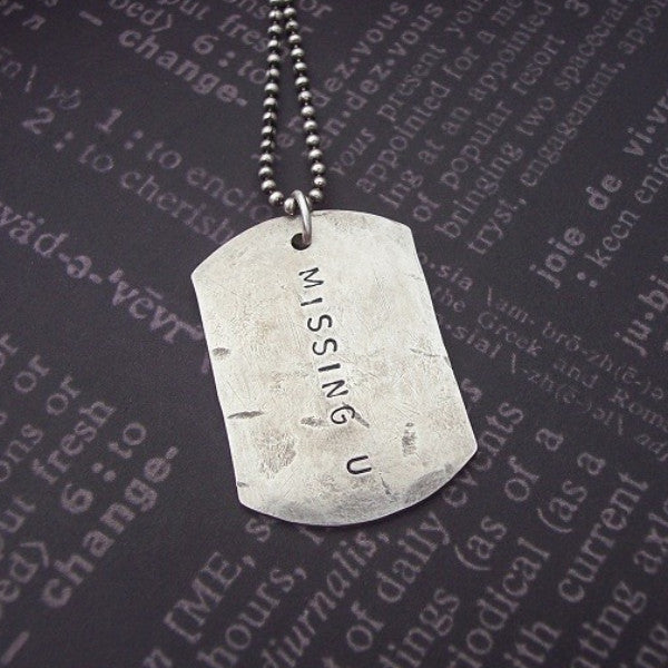 Hand Stamped Dog Tag Necklace