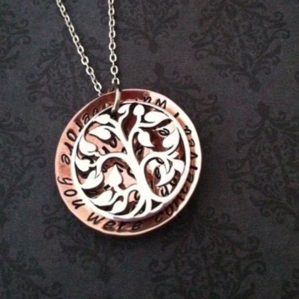 Family Tree Necklace - Sterling Tree & Copper Disc