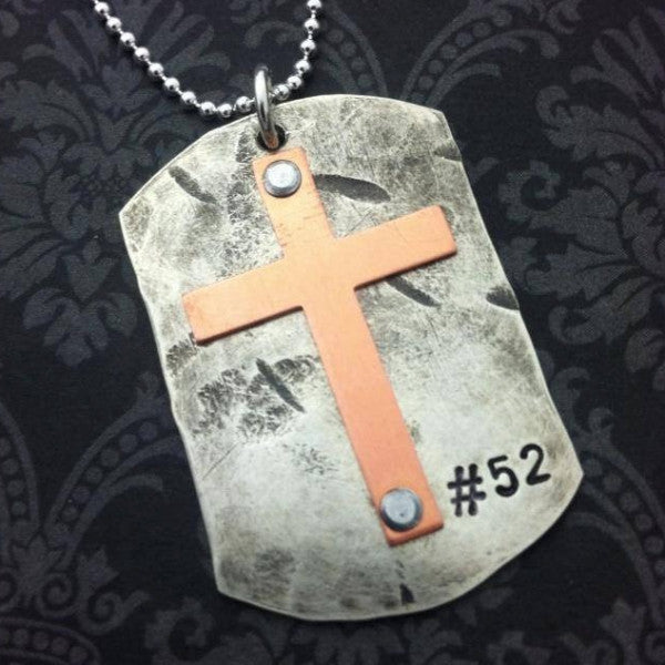 Dogtag with Cross Necklace or Keychain