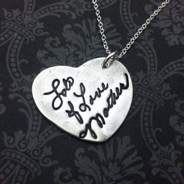 Signature Heart Necklace - Actual Handwriting